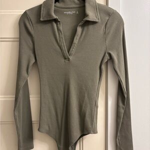Abercrombie & Fitch Olive Long Sleeve Bodysuit
